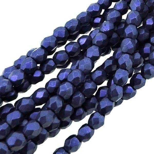 Fire Polished Faceted 3mm Round Beads 50pcs – Saturated Metallic Super Violet