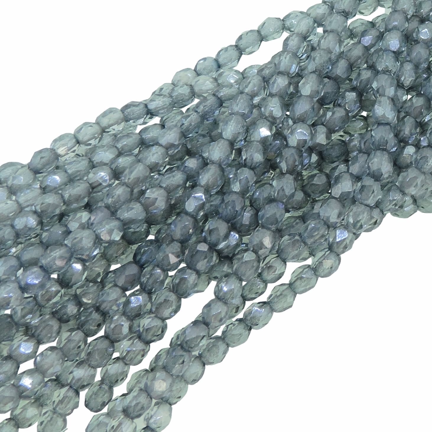 Fire Polished Faceted 3mm Round Beads 50pcs – Luster Transparent Blue