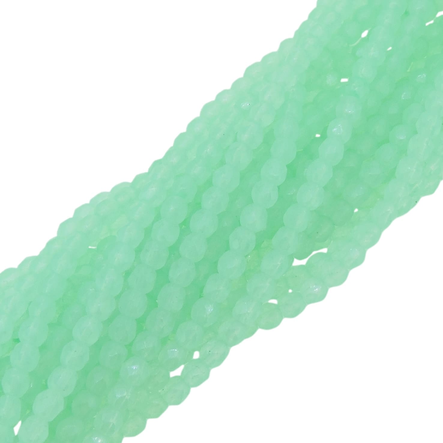 Fire Polished Faceted 3mm Round Beads 50pcs – Milky Seafoam Green
