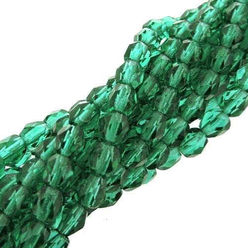 Fire Polished Faceted 4mm Round Beads 100pcs – Emerald Green