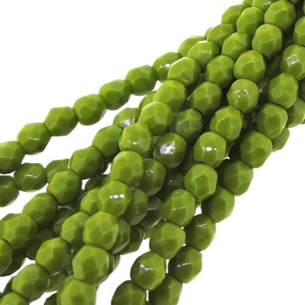 Fire Polished Faceted 3mm Round Beads 50pcs – Opaque Olive