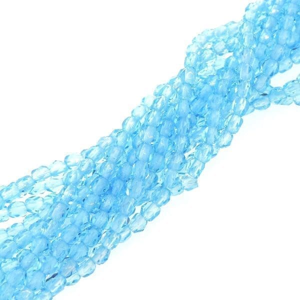 Fire Polished Faceted 3mm Round Beads 50pcs – Aquamarine