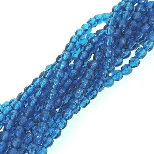 Fire Polished Faceted 3mm Round Beads 50pcs – Capri Blue