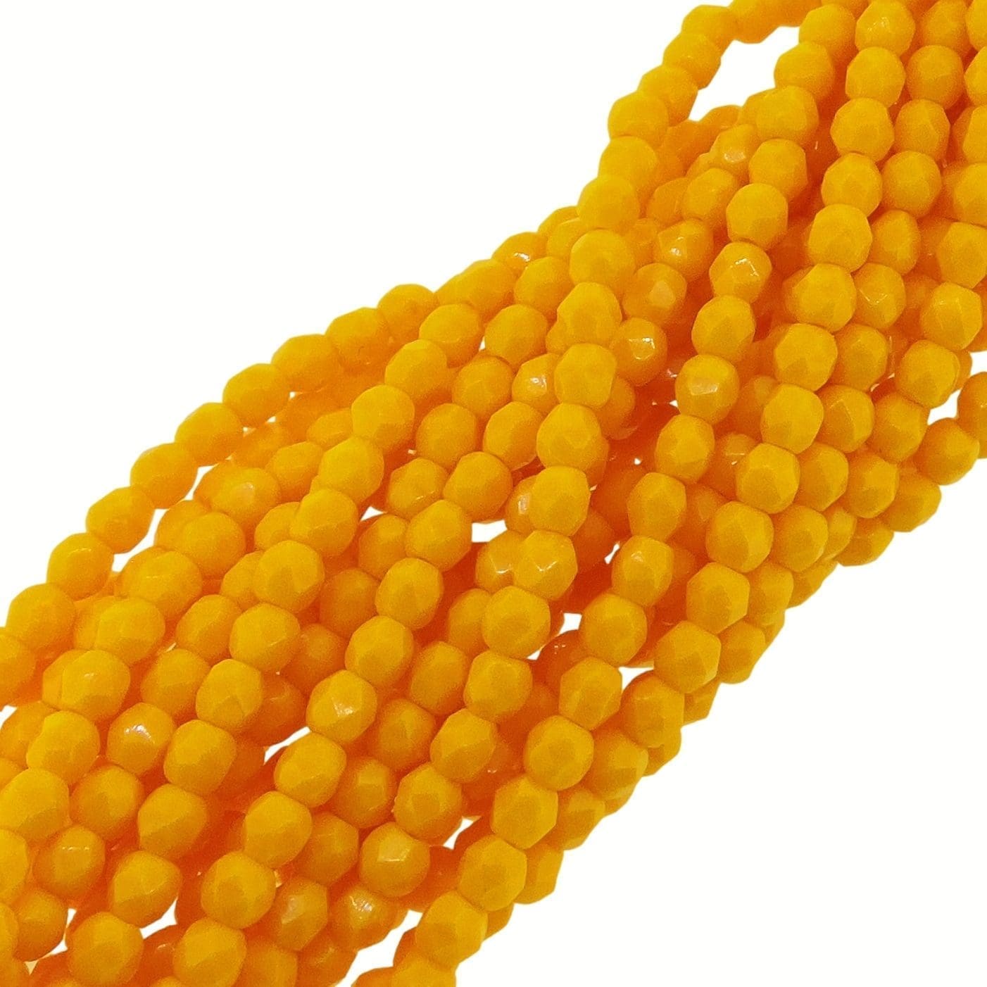Fire Polished Faceted 3mm Round Beads 50pcs – Opaque Sunflower Yellow