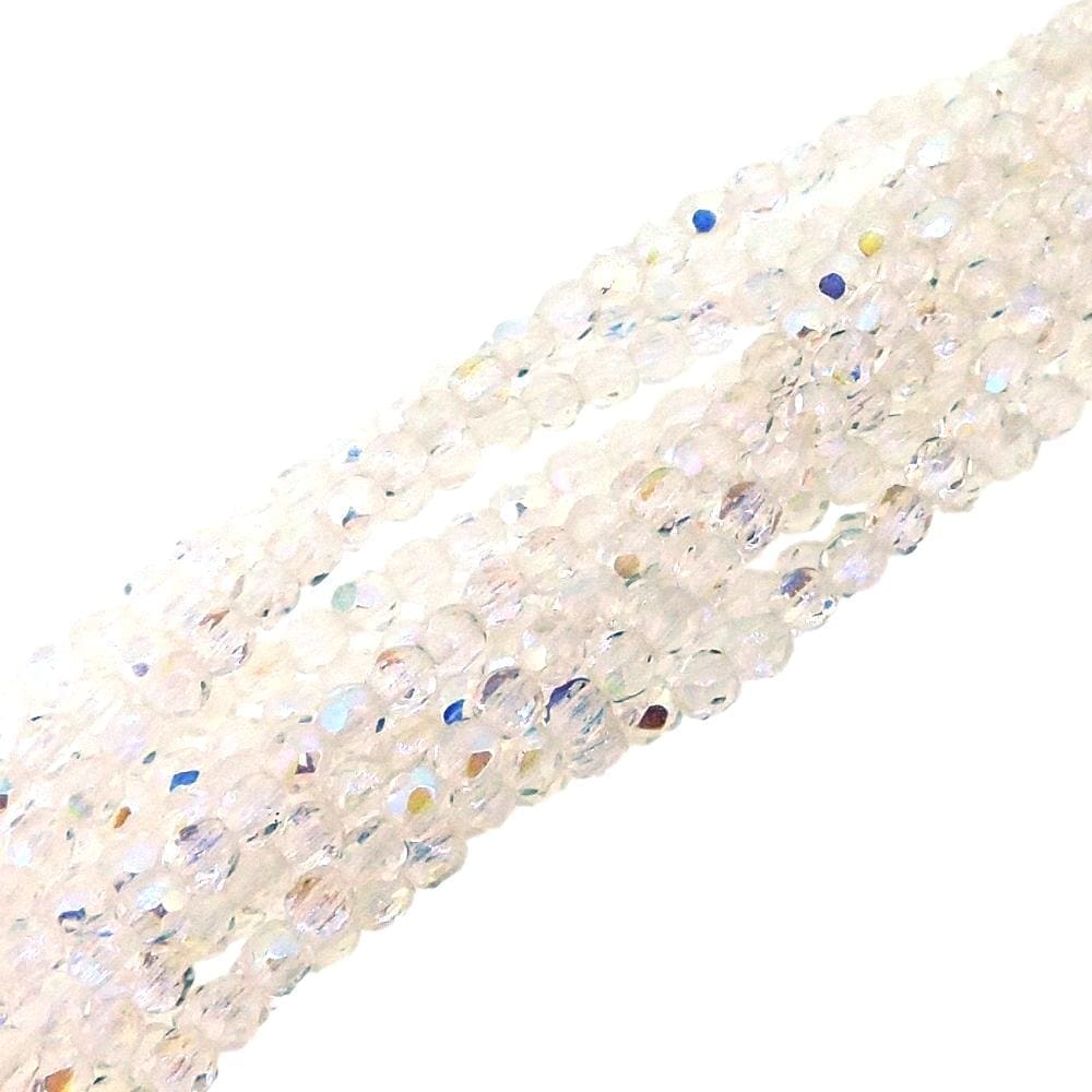 Fire Polished Faceted 3mm Round Beads 50pcs – Crystal AB