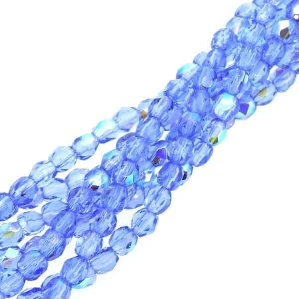 Fire Polished Faceted 3mm Round Beads 50pcs – Sapphire AB