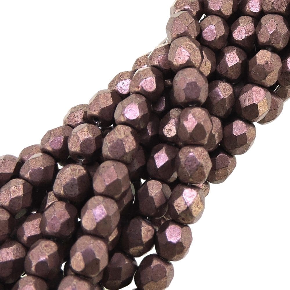 Fire Polished Faceted 4mm Round Beads 100pcs – Saturated Metallic Butterum