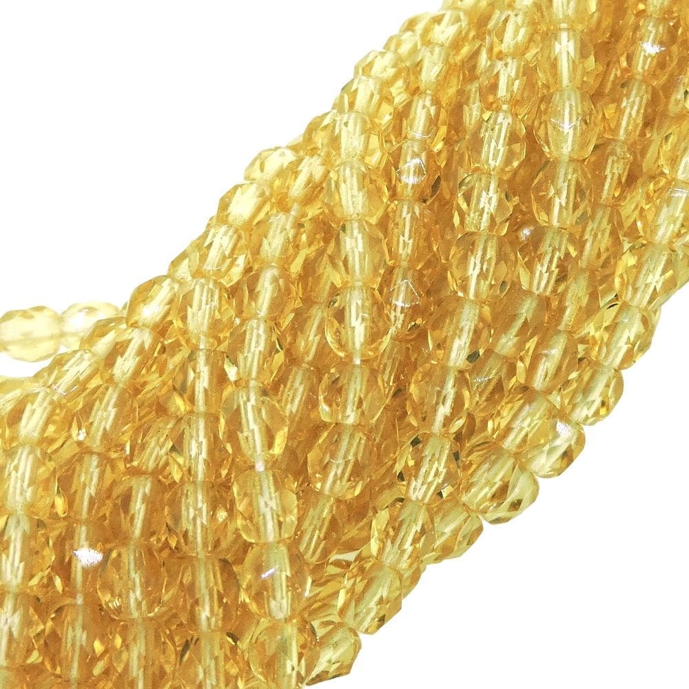 Fire Polished Faceted 4mm Round Beads 100pcs – Light Topaz