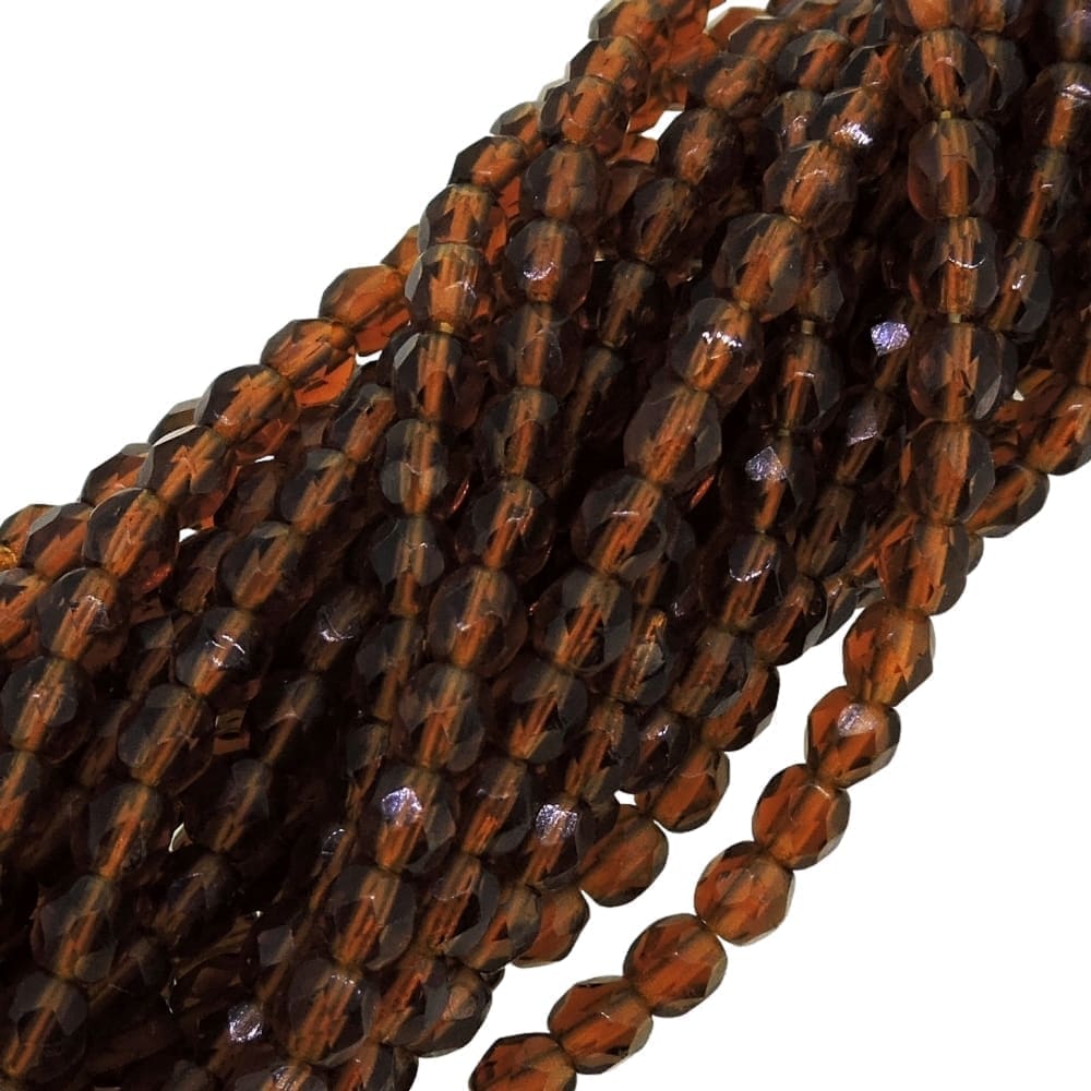 Fire Polished Faceted 4mm Round Beads 100pcs – Smoke Topaz