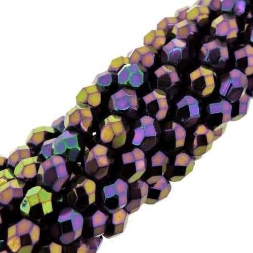 Fire Polished Faceted 4mm Round Beads 100pcs – Purple Iris