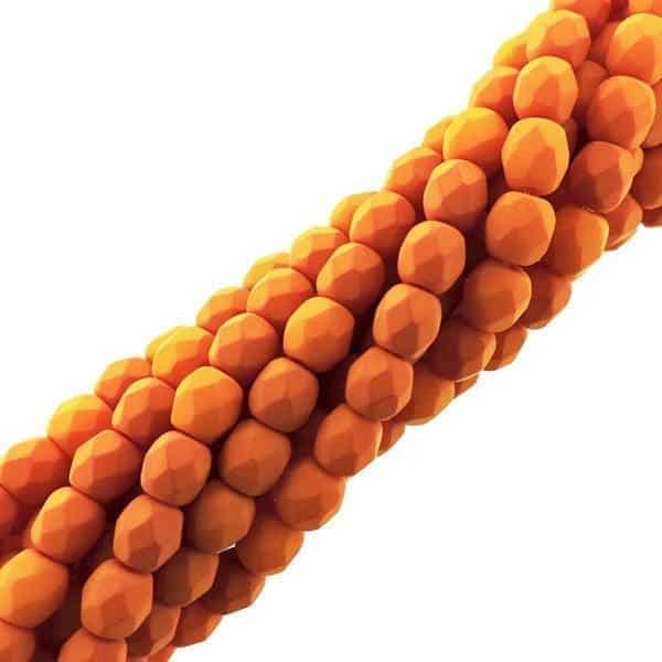 Fire Polished Faceted 4mm Round Beads 100pcs – Saturated Pumpkin