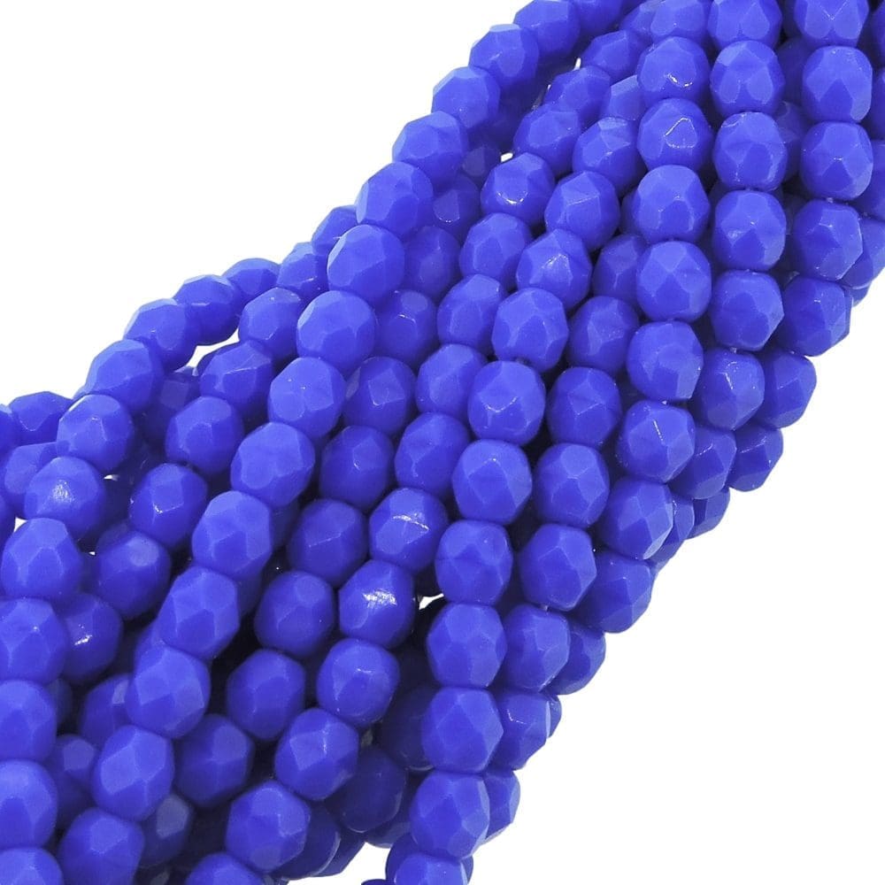 Fire Polished Faceted 4mm Round Beads 100pcs – Opaque Blue