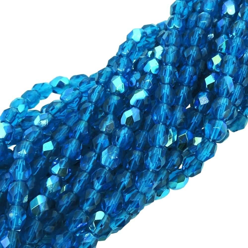 Fire Polished Faceted 4mm Round Beads 100pcs – Capri Blue AB