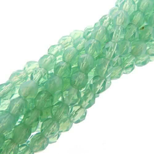 Fire Polished Faceted 4mm Round Beads 100pcs – Milky Peridot