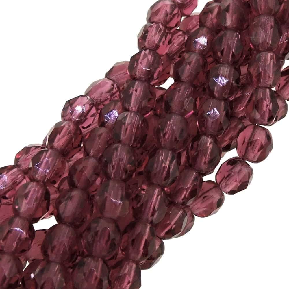 Fire Polished Faceted 4mm Round Beads 100pcs – Fuchsia