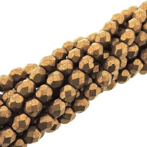 Fire Polished Faceted 4mm Round Beads 100pcs – Saturated Metallic Flame