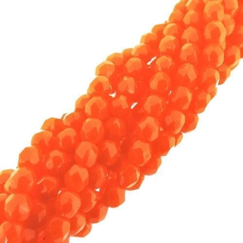 Fire Polished Faceted 4mm Round Beads 100pcs – Opaque Orange