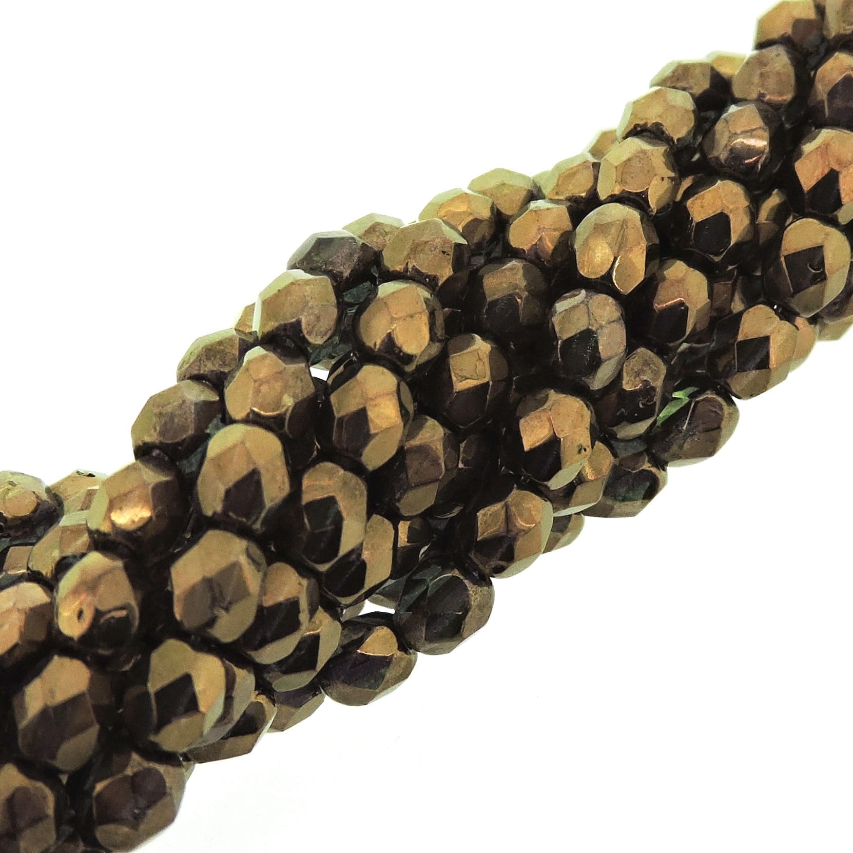 Fire Polished Faceted 4mm Round Beads 100pcs – Patina Olivine