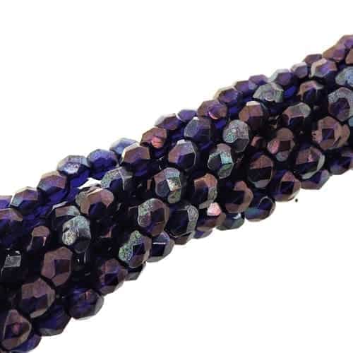 Fire Polished Faceted 4mm Round Beads 100pcs – Cobalt Vega