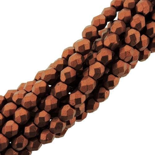 Fire Polished Faceted 4mm Round Beads 100pcs – Matte Metallic Copper