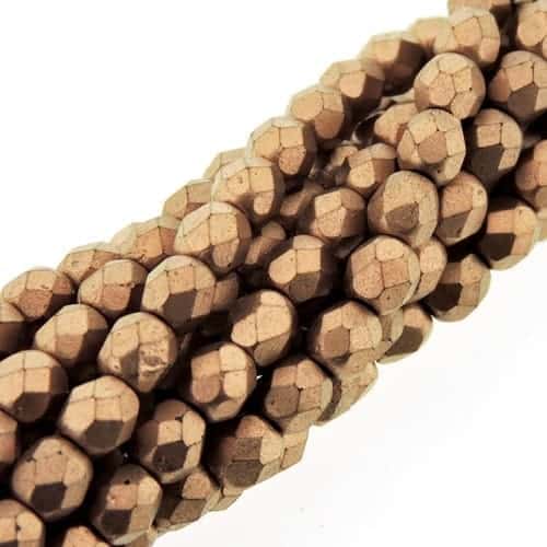 Fire Polished Faceted 4mm Round Beads 100pcs – Matte Metallic Bronze Copper