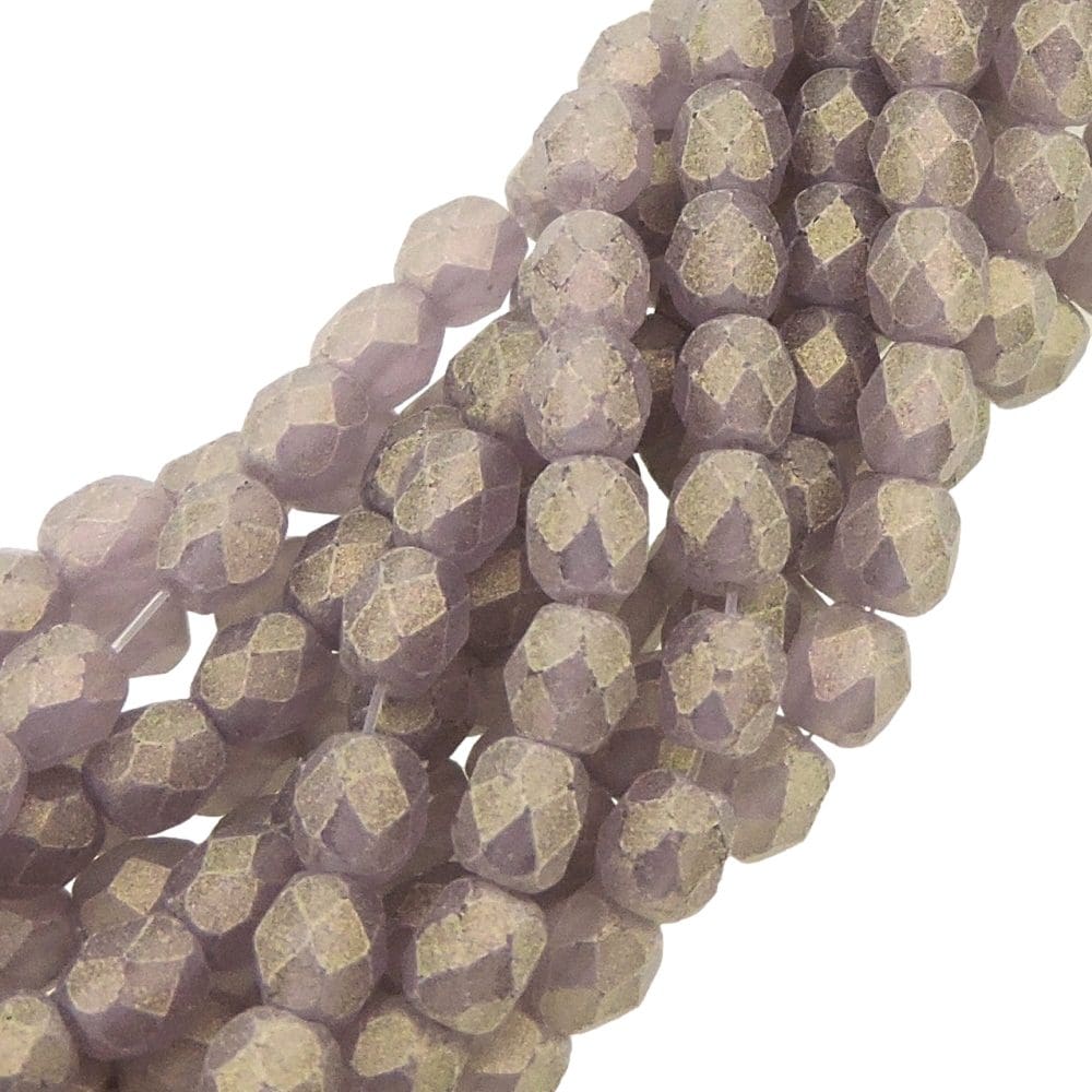 Fire Polished Faceted 4mm Round Beads 100pcs – Sueded Gold Amy
