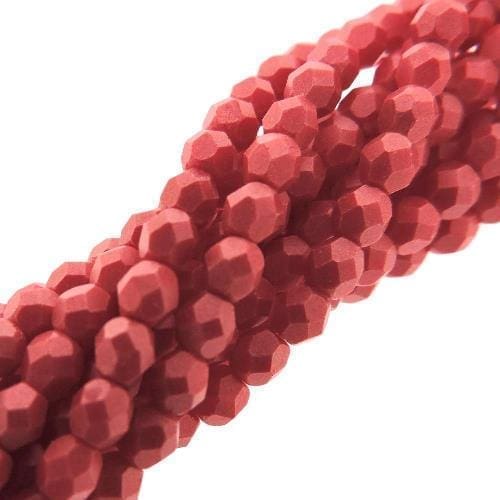Fire Polished Faceted 4mm Round Beads 100pcs – Metallic Suede Guava