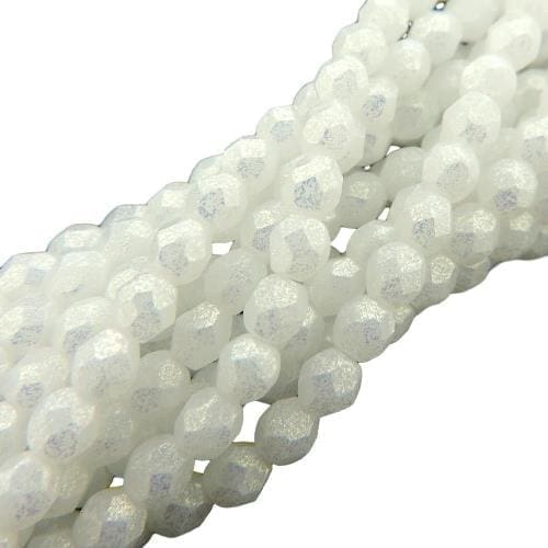 Fire Polished Faceted 4mm Round Beads 100pcs – Snow Shimmer