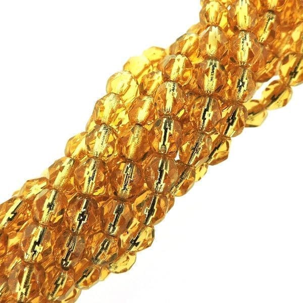 Fire Polished Faceted 4mm Round Beads 100pcs – Silver-Lined Topaz