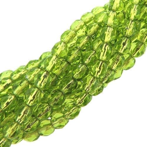 Fire Polished Faceted 4mm Round Beads 100pcs – Silver Lined Olivine