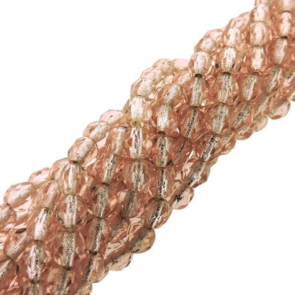 Fire Polished Faceted 4mm Round Beads 100pcs – Silver-Lined Rosaline