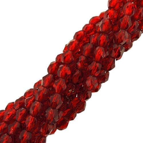 Fire Polished Faceted 4mm Round Beads 100pcs – Silver Lined Ruby Red
