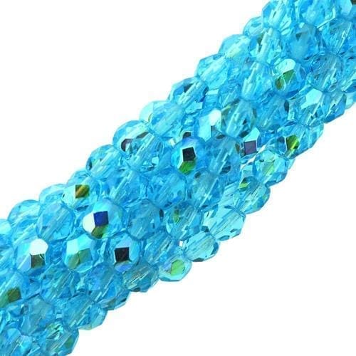 Fire Polished Faceted 4mm Round Beads 100pcs – Aquamarine AB