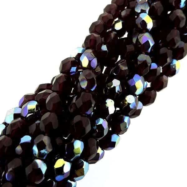 Fire Polished Faceted 4mm Round Beads 100pcs – Garnet AB