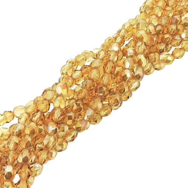 Fire Polished Faceted 4mm Round Beads 100pcs – Lt Topaz Celcian