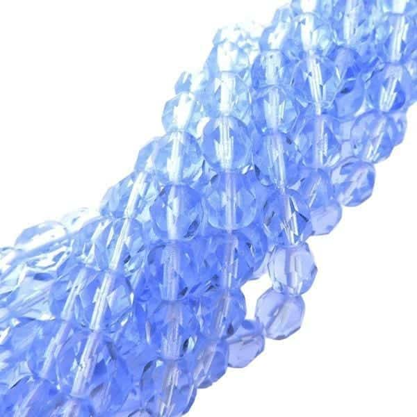 Fire Polished Faceted 6mm Round Beads 6″str – Light Sapphire