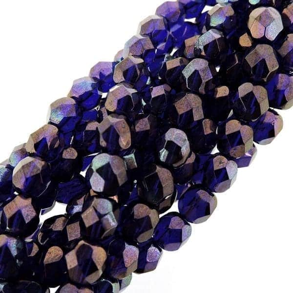 Fire Polished Faceted 6mm Round Beads 6″str – Cobalt Vega