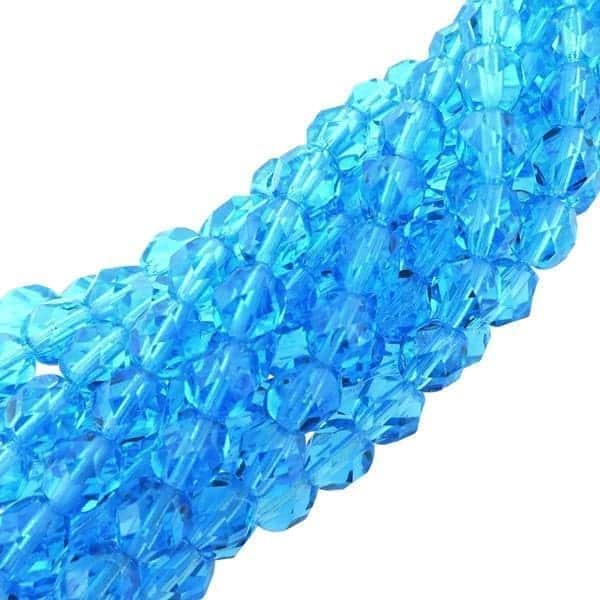 Fire Polished Faceted 6mm Round Beads 6″ str – Aquamarine