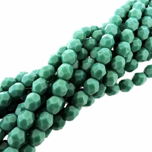 Fire Polished Faceted 6mm Round Beads 6″str – Persn Turquoise