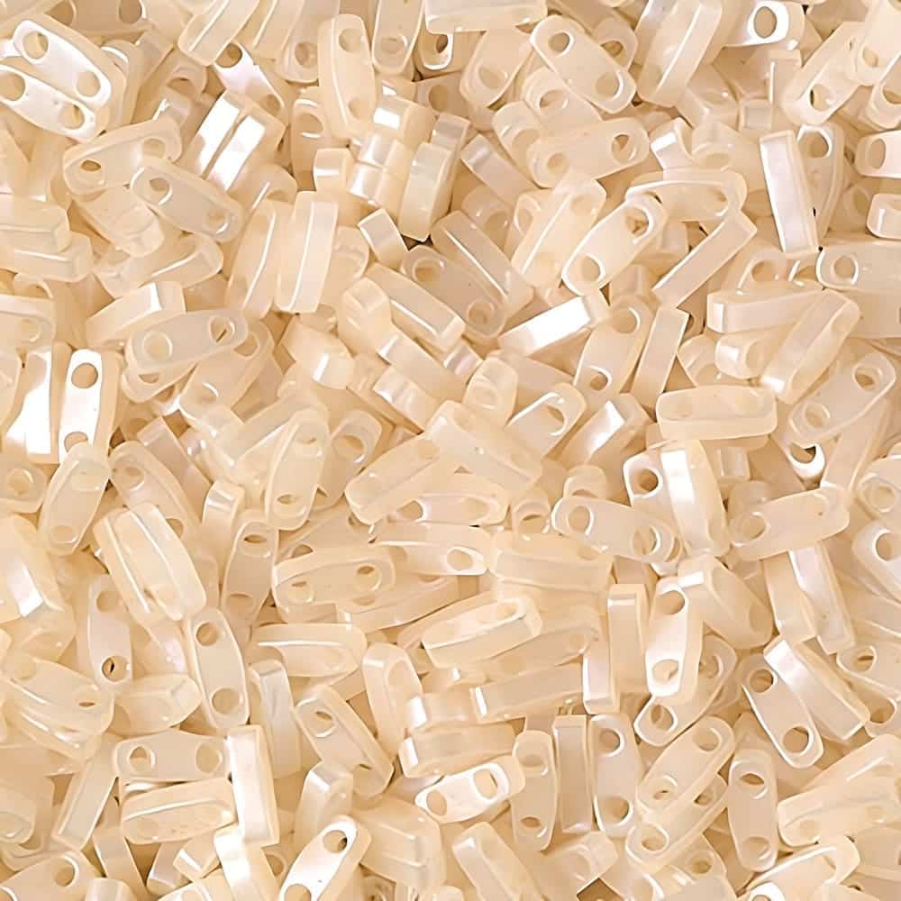 Miyuki Quarter Tila Beads 2-Hole 5×1.5mm Coconut Cream Ceylon
