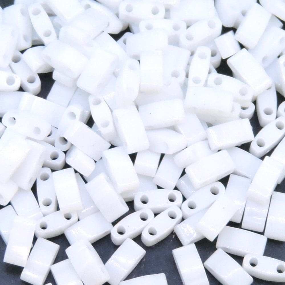 Miyuki Half Tila Beads 2.3 x 5mm 7.8GM Opaque White