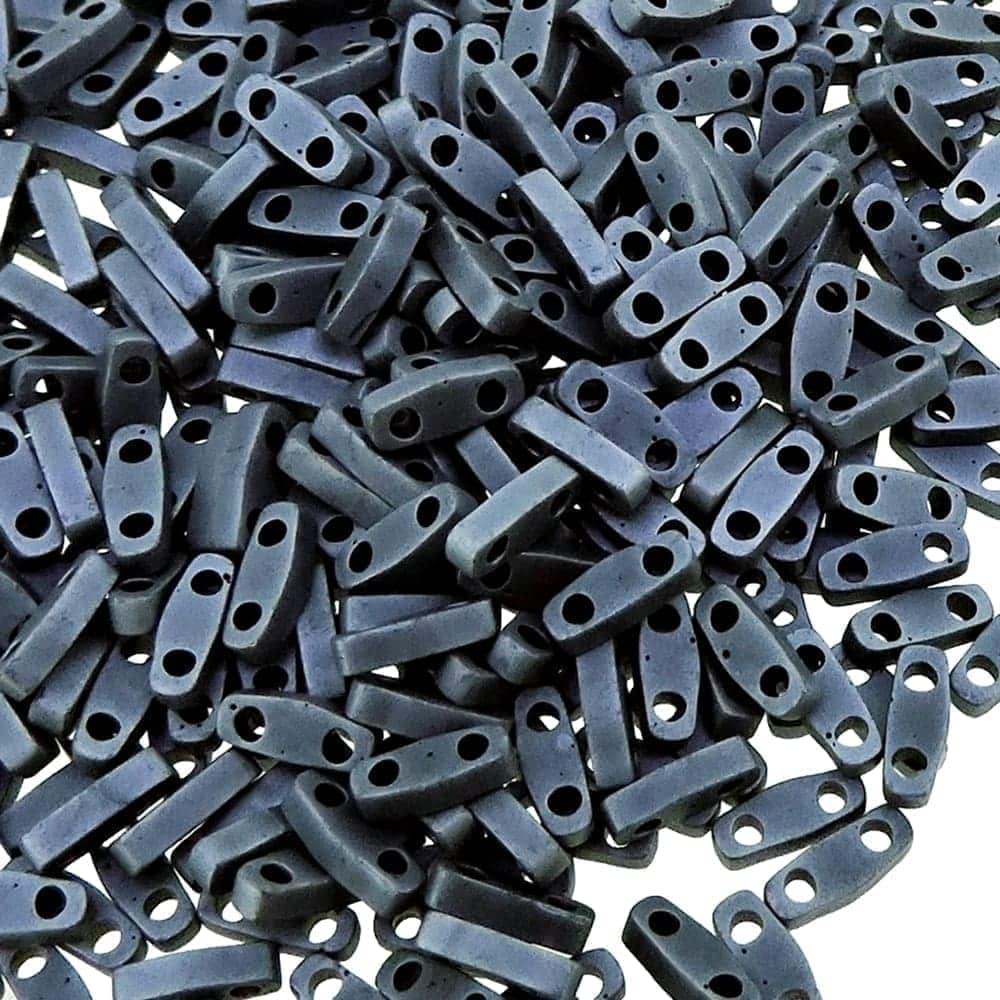 Miyuki Quarter Tila Beads 2-Hole 5×1.5mm Matte Blue Gray 7.2GM