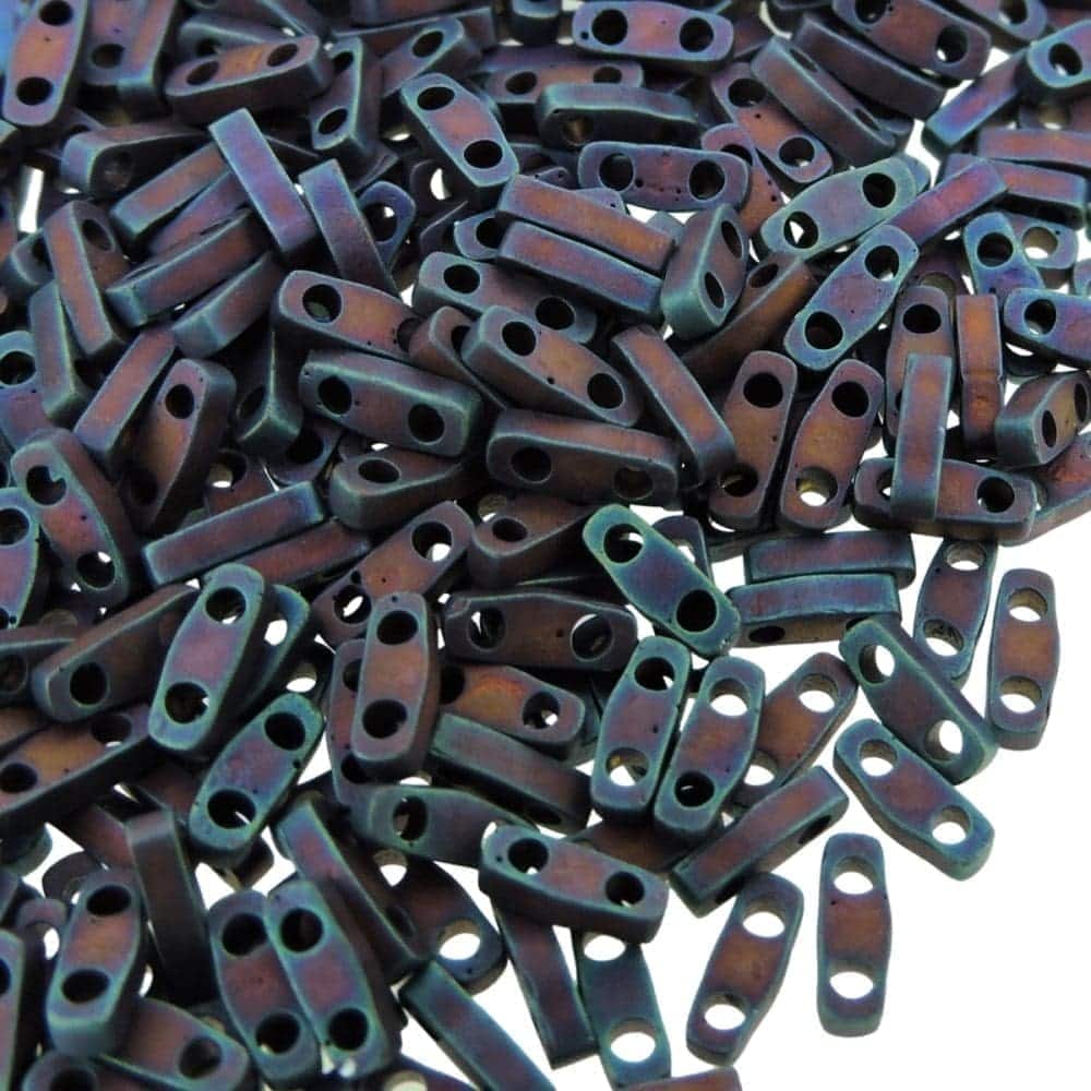 Miyuki Quarter Tila Beads 2-Hole 5×1.5mm Matte Metallic Dark Raspberry
