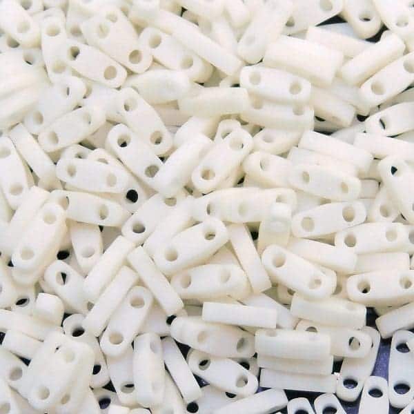 Miyuki Quarter Tila Beads 2-Hole 5×1.5mm Matte Opaque Cream 7.2GM