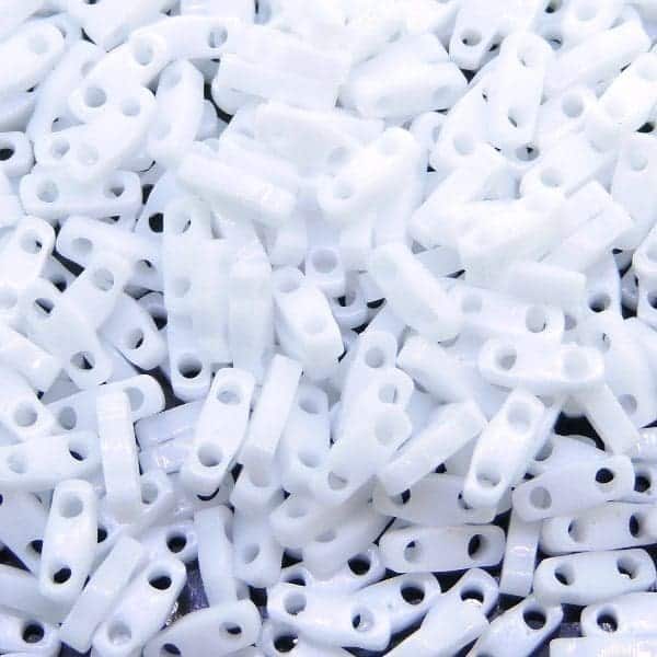 Miyuki Quarter Tila Beads 2-Hole 5×1.5mm Opaque White 7.2GM