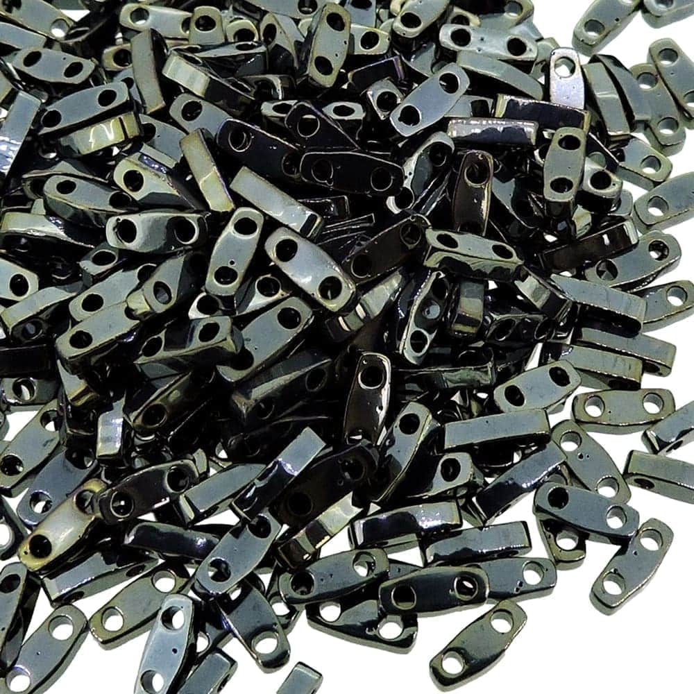 Miyuki Quarter Tila Beads 2-Hole 5×1.5mm Metallic Light Gunmetal