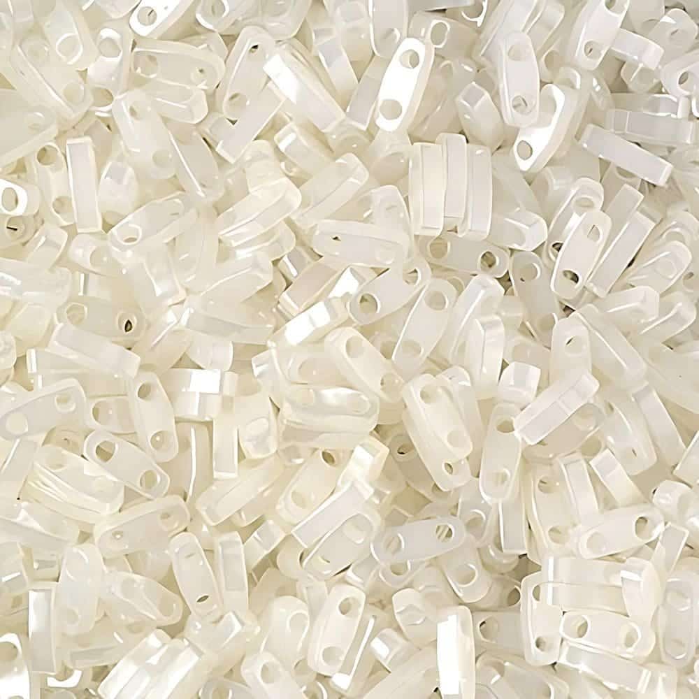 Miyuki Quarter Tila Beads 2-Hole 5×1.5mm Eggshell Ceylon 7.2GM