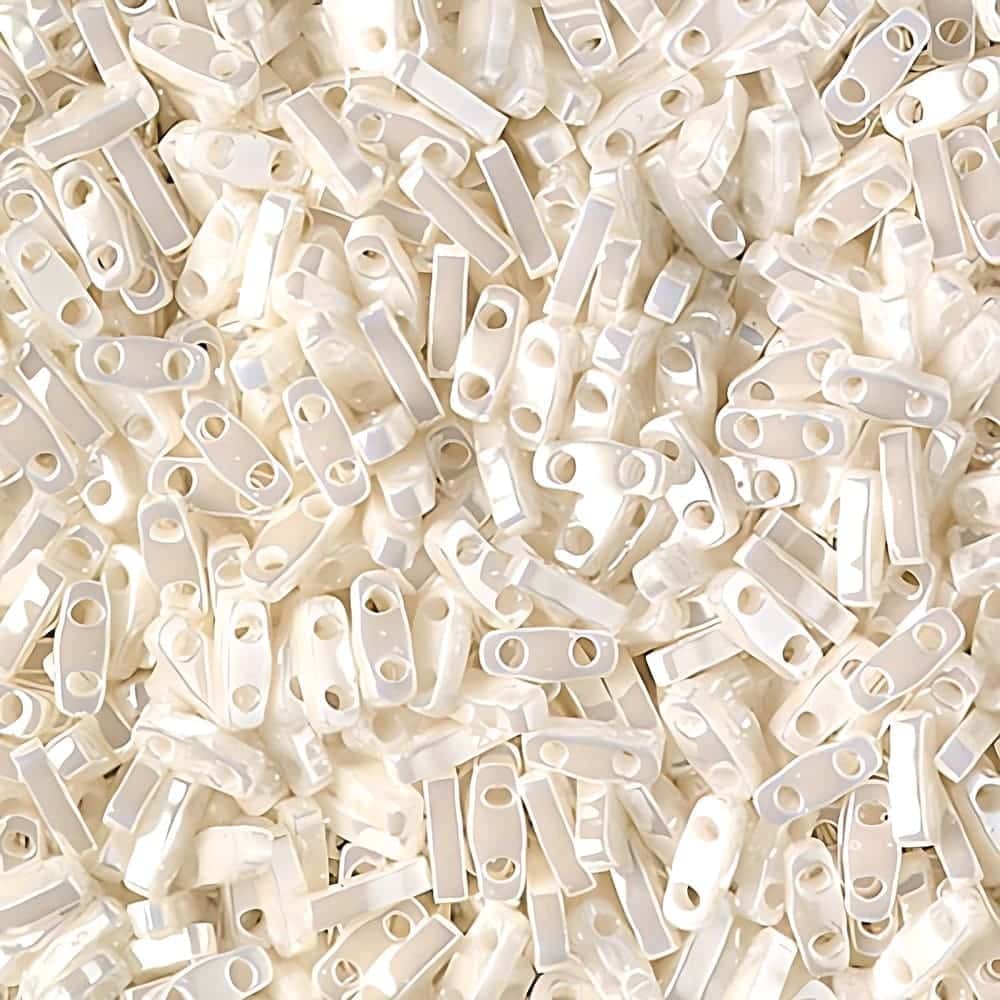 Miyuki Quarter Tila Beads 2-Hole 5×1.5mm Antique Ivory Pearl Ceylon