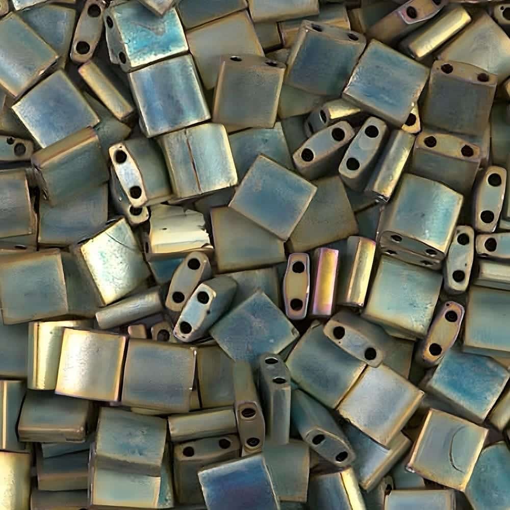 Miyuki Tila Beads 5mm 2-hole Square Matte Metallic Patina Iris TL2008