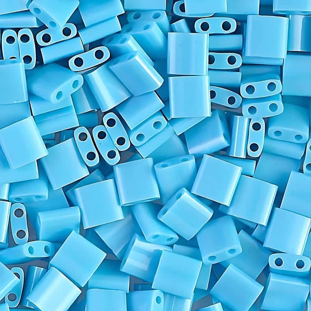 Miyuki Tila Beads 5mm 2-hole Square Opaque Turquoise Blue 7.2GM